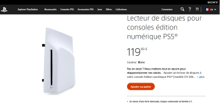 Lecteur de Disque Sony Blu-ray Ultra HD pour console PS5 à 119,99€