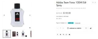 Perfume Adidas Team Force 100ml por $150 en UFRA