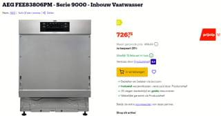 AEG FEE83806PM - Serie 9000 - Inbouw Vaatwasser voor €726,75 bij Bol.com