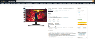 Monitor Gamer da AOC, modelo SPEED de 24 polegadas - R$ 809,10