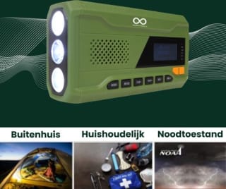 Digitale Noodradio met Zonnepaneel en Handslinger & Ingebouwde Powerbank voor €24,95 bij Bol