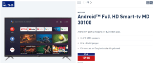 Android™ Full HD Smart-tv MD 30100 voor €199 bij de Aldi