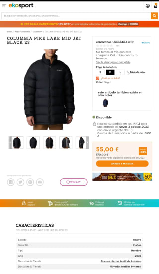 Chaqueta polar COLUMBIA PIKE LAKE MID para hombre por 55€