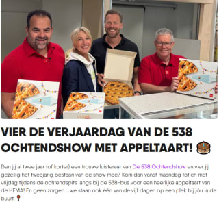 Gratis appeltaart ophalen bij de 538 bus in de ochtendspits