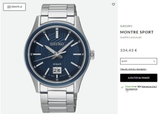 Seiko Sports Stainless Steel Blue Dial Quartz SUR559P1 100M à 334,43€