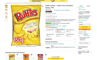 Patatas Ruffles Yorkeso Fritas Onduladas Queso 150g por 1,70€