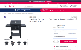 Parrilla a carbón BBQ Grill Tennessee BBQ101CC con termómetro por $169.990