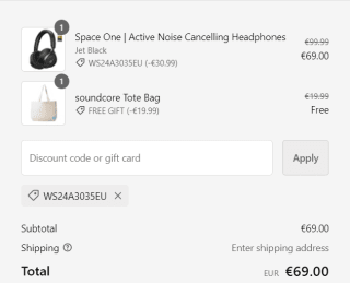 soundcore by Anker Space One-Koptelefoon voor €69 dmv code bij Soundcore