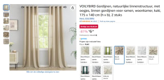 VOILYBIRD linnen Gordijn met lussen, set van 2 voor €6,24 bij Amazon