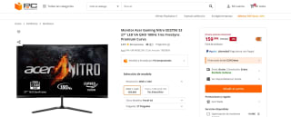 Monitor marca Acer Gaming Nitro ED270U S3 27" LED VA QHD 180Hz 1ms FreeSync Premium Curva por 159,99€