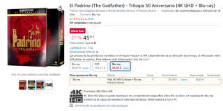 El Padrino (The Godfather) - Trilogia 50 Aniversario (4K UHD + Blu-ray) por 45,45€