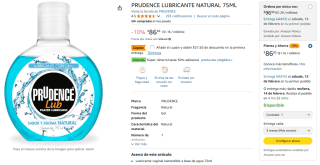 Prudence Lubricante Natural 75ml en $49 | Cupón Amazon