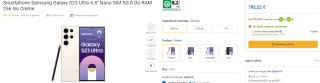 Smartphone 6,8" Samsung s23 ultra de 256go à 782,22€