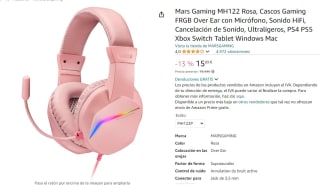 cascos Mars Gaming MH122 Rosa por 15,89€