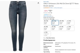 Only Onlwauw Life dames jeans voor €15,55 bij Amazon