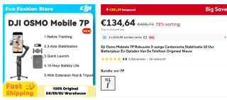 DJI Osmo Mobile 7P-gimbalstabilisator voor €134,64 bij Aliexpress