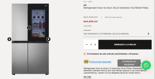 Refrigerador LG Door-in-Door 28" por $24,639.44 en El Palacio de Hierro