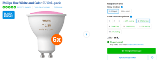 Philips Hue Spot - wit en gekleurd licht - 6 pack - GU10 voor €185 bij Coolblue