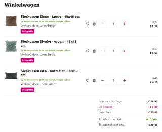 2+1 gratis op alle sier - woonkussens bij Leen Bakker