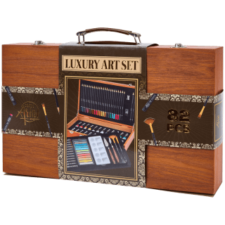 Luxe Schilderset en Tekenset in Houten Koffer - 82-delig voor €14,95 bij de Action
