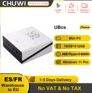 Mini PC CHUWI UBox AMD Ryzen 5 6600H 16 GB DDR5 512 GB SSD Windows 11 Pro 4K 144 Hz Decoración WiFi 6 por 168,03€