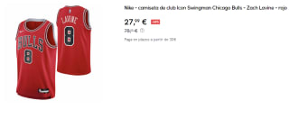 Camiseta de club Icon Swingman Chicago Bulls para Niños Nike de Zach Lavine por 27.99€