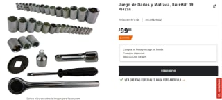 Juego de Dados y Matraca SureBilt 39 Piezas por $99 en AutoZone