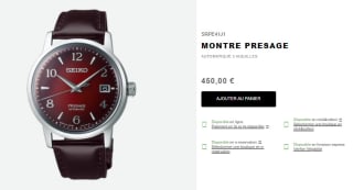 Montre automatique Seiko Presage pour homme 39 mm SRPE41J1 à 450€