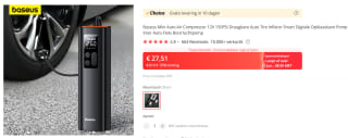 Baseus Draagbare elektrische luchtcompressor voor €27,49 bij AliExpress