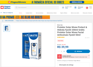 Protetor Solar da Nivea Protect com Fator 50 de 200ml - R$ 39,99