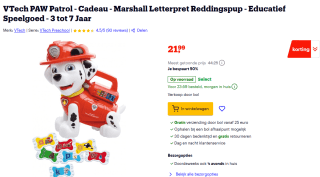 VTech Paw Patrol Marshall Letterpret Reddingspup voor €21,99 bij Bol