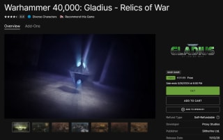Gratis game "Warhammer 40,000: Gladius - Relics of War" via EpicGames