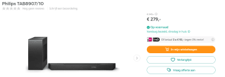 Philips TAB8907 - Soundbar 3.1.2 met draadloze subwoofer voor €279 bij Artandcraft