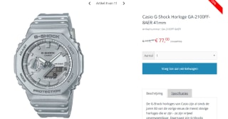 Casio G-Shock GA-2100FF-8AER Horloge voor €77 bij horlogeoutlet