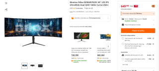 Monitor Nilox NXM49CRVDC 49" LED IPS UltraWide Dual QHD 144Hz Curva USB-C por 649,99€