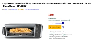Ninja Foodi 8-in-1 Multifunctionele Elektrische Oven en Airfryer voor €139 bij Bol
