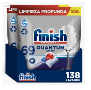 Pack 2 Finish Powerball Quantum All in 1 Pastillas para el Lavavajillas, 69 Pastillas por 16.77€