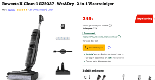 Rowenta X-Clean 4 GZ5037 - Wet&Dry - 2-in-1 Vloerreiniger voor €179,95 bij Bol