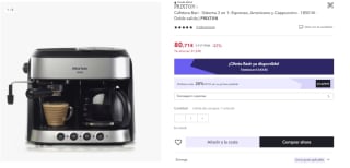 Cafetera PRIXTON Bari doble Sistema Expreso Americano por 70.71€