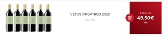 6 Botellas de Vetus Orgánico 2020 por 39.5€