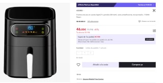 Freidora aire sin aceite digital 7L pantalla LED táctil, cesta antiadherente por 46,80€ (Cuenta Nueva 36.8€)