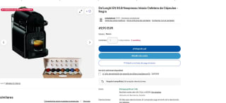 Cafetera de cápsulas - Nespresso® De'Longhi Inissia por 69,99€