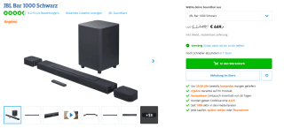 JBL Bar 1000 Pro - Soundbar met Draadloze Subwoofer voor €649 bij Coolblue in Duitsland