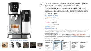 Cecotec Cafetera Semiautomática Power Espresso 20 Cream por 119€