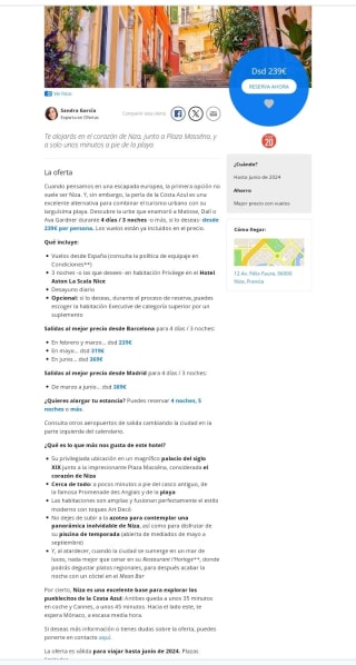 Niza 4 días con Vuelos desde 239€.