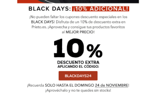 10% extra sin mínimo de compra en toda tienda online Perfumerias Prieto
