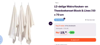 12-delige Walra Keuken- en Theedoekenset Block & Lines voor €19,95 bij Ibood