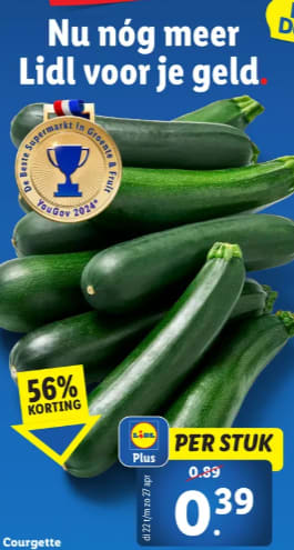 1 Courgette voor €0,39 bij de Lidl