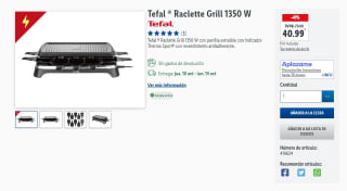 Raclette Grill 1350 W marca Tefal por 40,99€