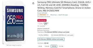 Samsung Pro Ultimate SD-kaart 256GB voor €20,99 met Amazon Prime